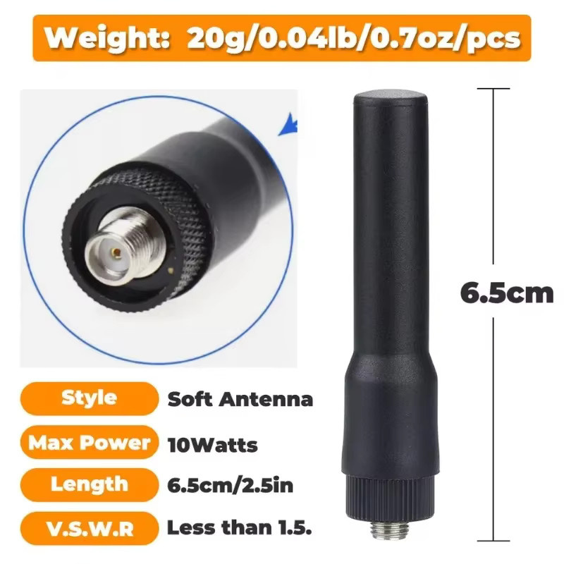 Baofeng Ham SF20 Silikon-Antenne Dualband VHF/UHF 144/430 MHz mit SMA-F-Buchse in Schwarz - Bild 2