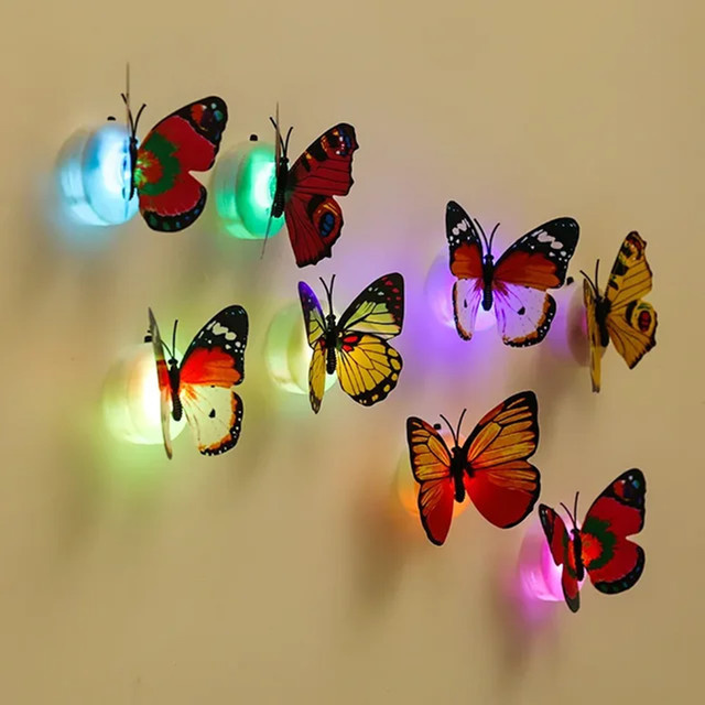 Buntes Schmetterling LED Nachtlicht mit Magnet für Kühlschrank und Wohnkultur, 2 Stück - Bild 1