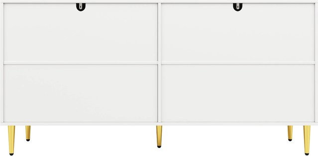 okwish Sideboard mit Wellendesign und goldenen Griffen in Weiß, B/T/H: 152 x 40 x 75 cm - Bild 1