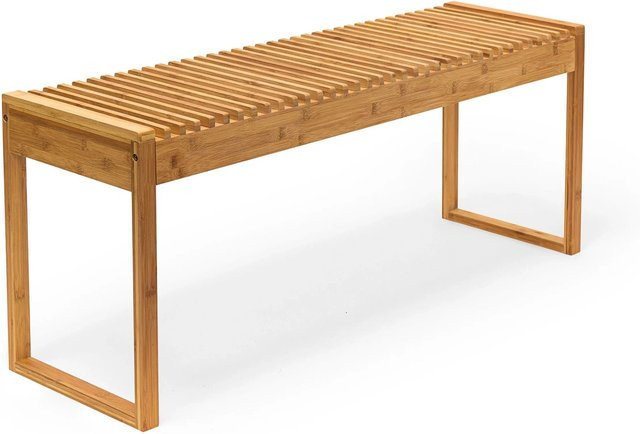 Relaxdays Sitzbank aus Bambus in Natur, B/T/H: 120 x 47 x 33 cm - Bild 1