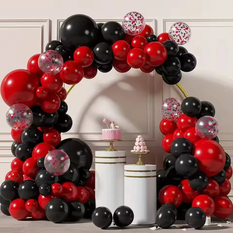 72 Stück Girlandenbogen-Set mit Latexballons in Schwarz und Rot inklusive Konfetti für deine Party, Hochzeit oder Geburtstagsdekoration - Bild 4
