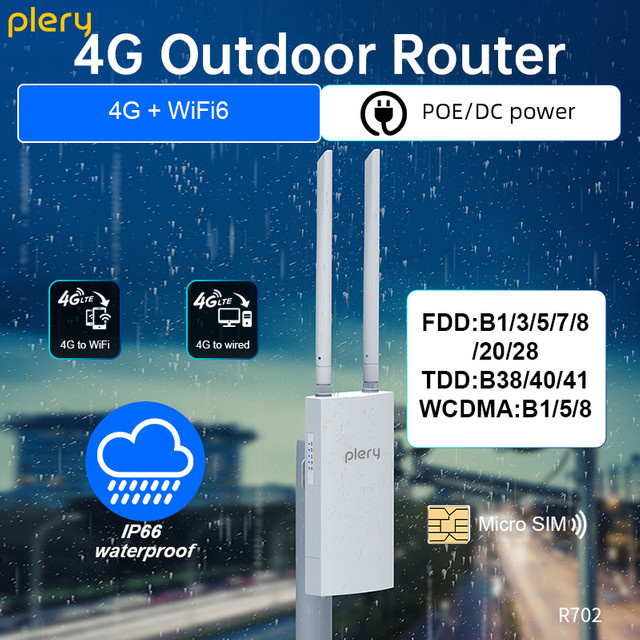 PLERY 4G Outdoor Router WiFi6 CAT4 AX300 mit 3x5dBi Antennen in Weiß - Bild 1
