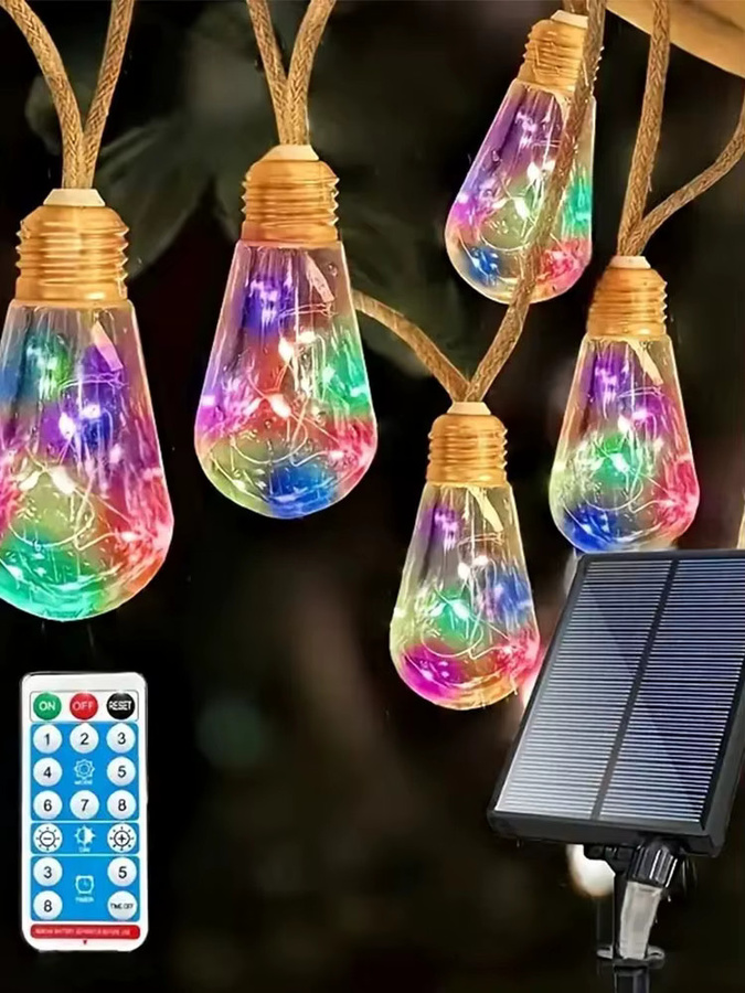 Globe Solar-LED-Lichterkette für den Außenbereich aus bruchsicherem Kunststoff mit wasserdichten Glühbirnen für Garten und Terrasse - Bild 6