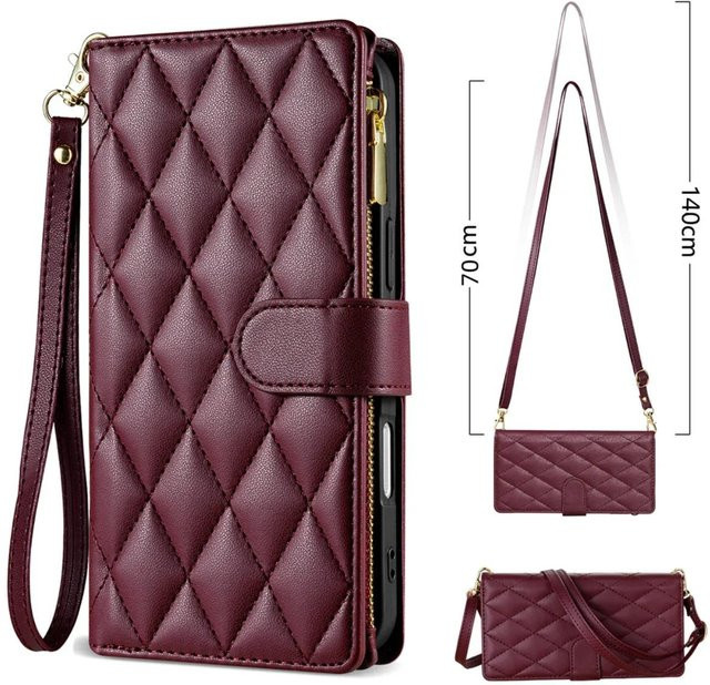 Samsung Crossbody Lederhülle mit Reißverschluss und Kartenetui für Galaxy S26 S25 S24 S23 S22 S21 FE Plus A17 A16 A36 A53 - Bild 1