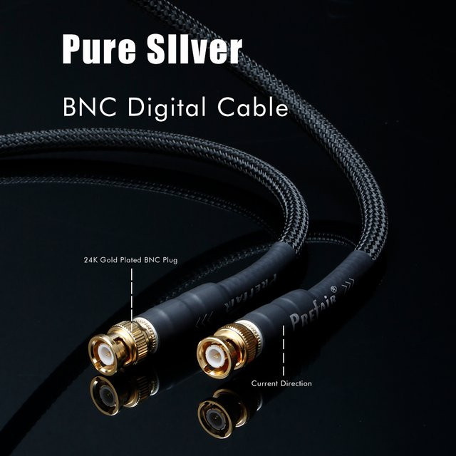 Preffair X454 BNC Tonearm Signalkabel aus reinem Sterling Silber in Schwarz und Silber - Bild 1