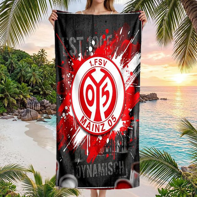 Mainz FC Schnelltrocknendes Strandtuch aus Mikrofaser in Rot, B/B: 70 x 140 cm - Bild 1