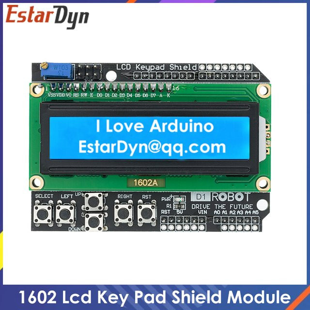 Estardyn LCD1602 LCD-Tastatur-Modul mit blauem Bildschirm für ATMEGA328 ATMEGA2560 und Raspberry Pi UNO - Bild 1