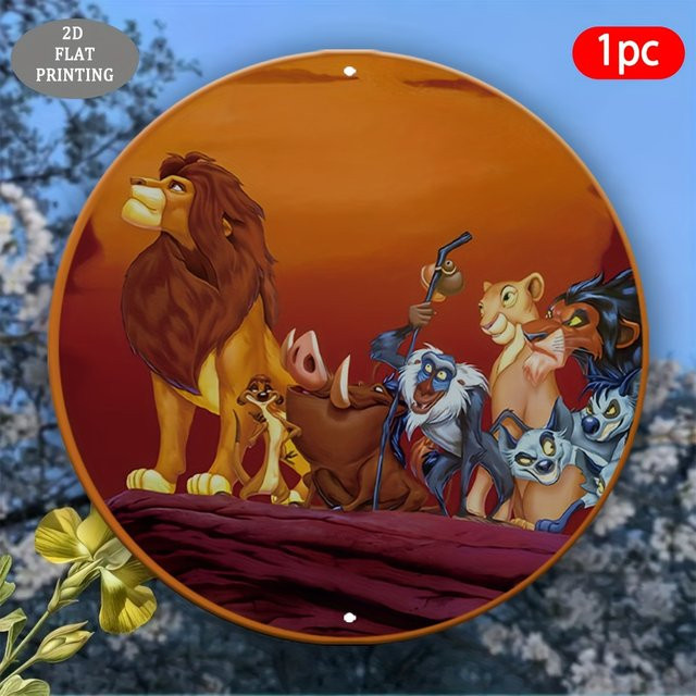 Rundes Aluminiumschild Potdemiel Lion King Glory Moment Dekoratives Ornament - Bild 1