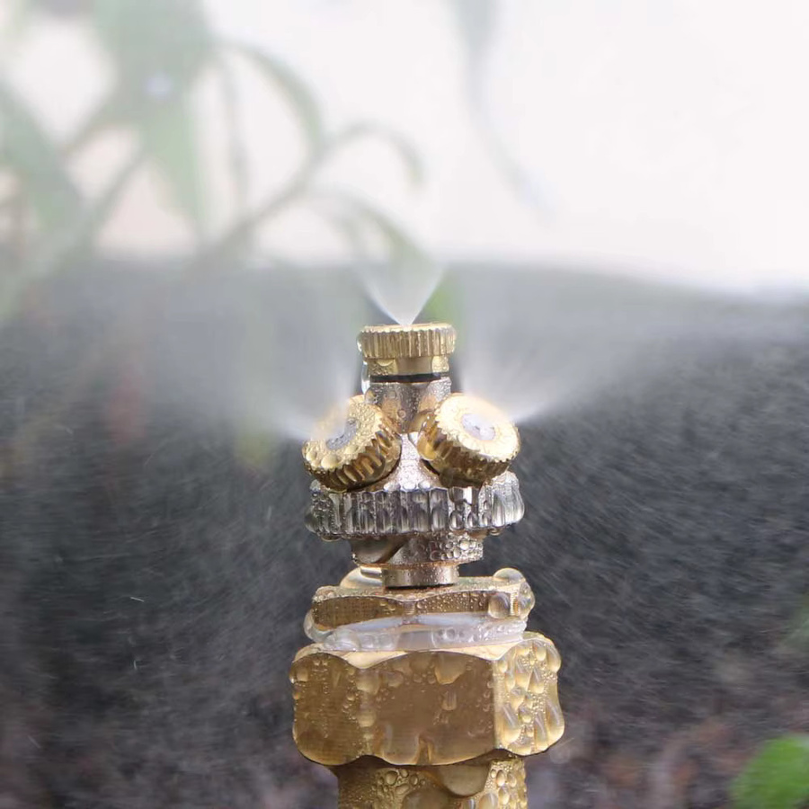MUCIAKIE 5-Loch Feinzerstäuber Sprühdüse aus Messing mit 1/2 Zoll Verbindung für Gartenbewässerung und Kühlung, Gold - Bild 5