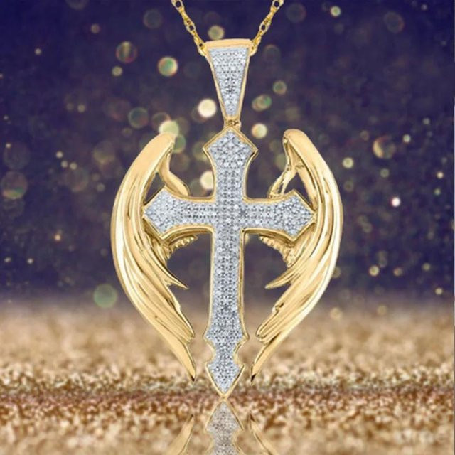 Lucky Star Jewelry Halskette Engelsflügel Anhänger, Gold, Zirkonia, Damen - Bild 1