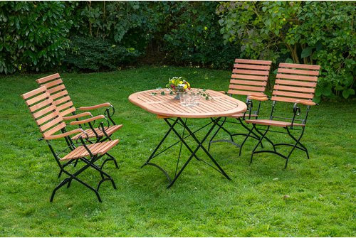 Merxx Gartenmöbelset Schlossgarten aus geöltem Eukalyptusholz, 5-teilig, oval, Braun - Bild 1
