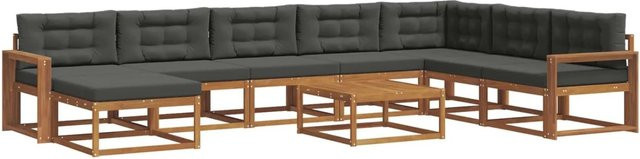 vidaXL Outdoor-Sofagarnitur 9-teilig aus Akazienholz mit Kissen in Anthrazit und Natur - Bild 1