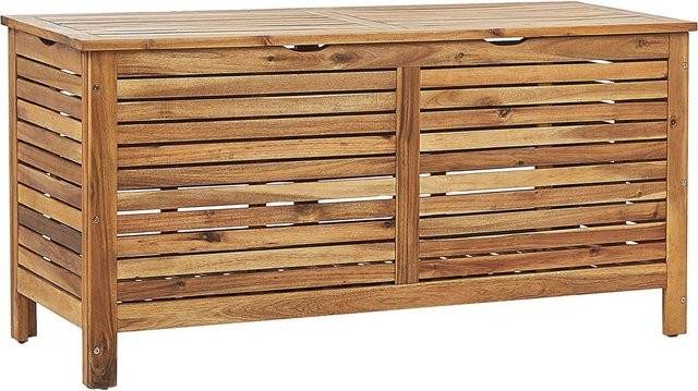 Beliani Truhe RIVIERA aus Akazienholz in Braun, B/T/H: 130 x 48 x 64 cm - Bild 1