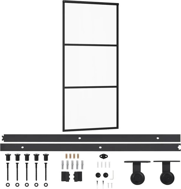 vidaXL Schiebetür aus ESG-Glas und Aluminium in Schwarz und Transparent, B/H: 90 x 205 cm - Bild 1