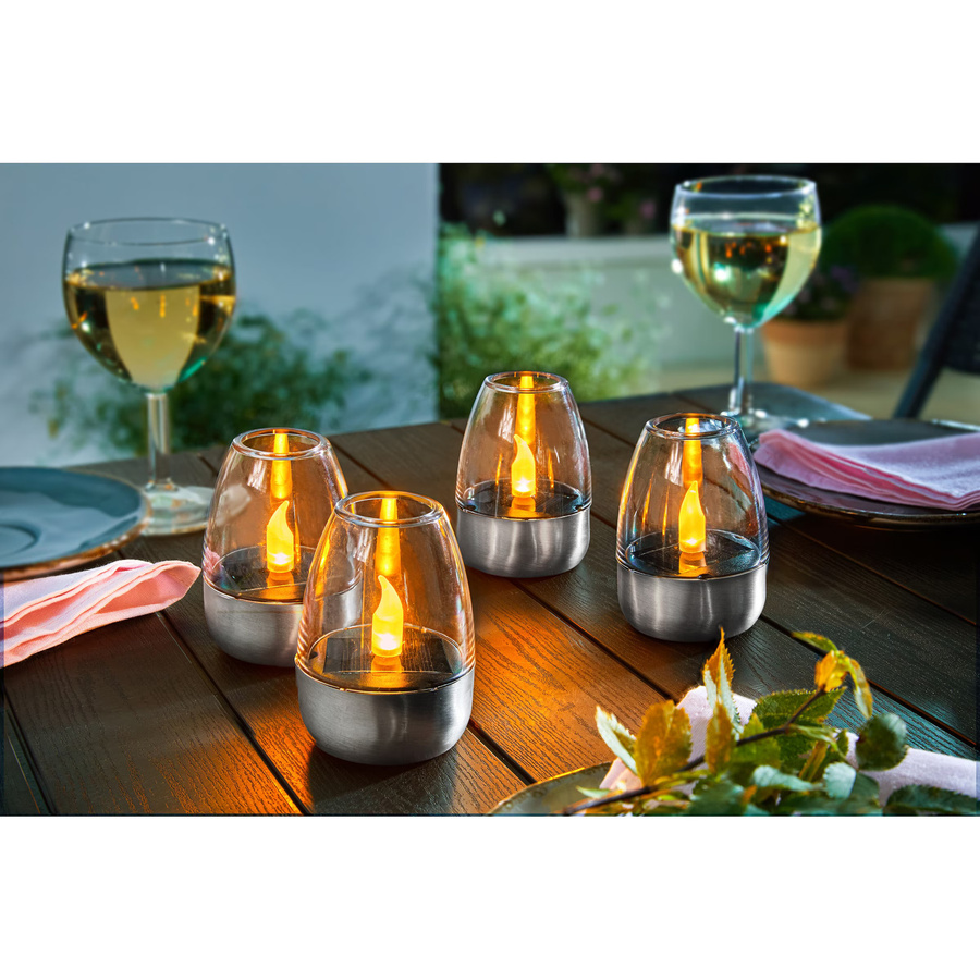 viva domo Solar-LED-Windlicht Design in Silber, 4 Stück - Bild 2