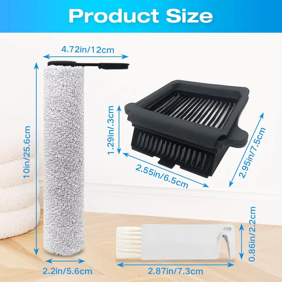 6-teiliges Ersatzset mit Bürstenwalzen und Filtern für Tineco Floor ONE S7 Flashdry Smart Akku-Nass-Trockensauger - Bild 2