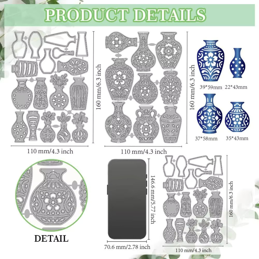 Blaues Metall-Stanzwerkzeug mit Mandala- und Blumenmustern für Scrapbooking und Prägearbeiten - Bild 2