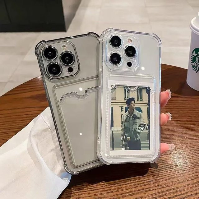 Transparente Fotokarten-Brieftasche Handyhülle als Schutzhülle für iPhone Modelle in klarer Optik - Bild 1