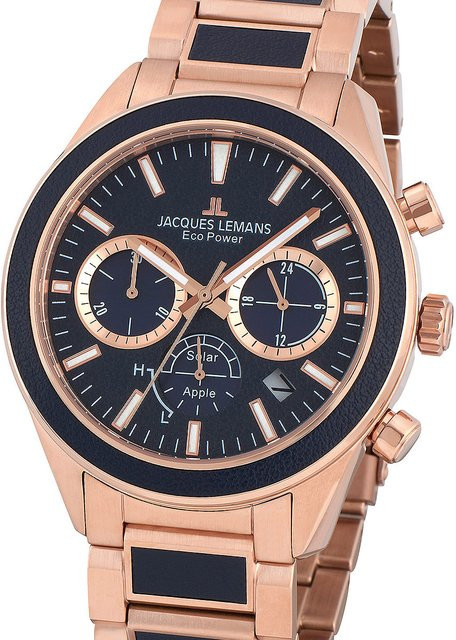 Jacques Lemans Herrenuhr, Solar, Edelstahl, Blau, 44 mm, 10 ATM - Bild 1
