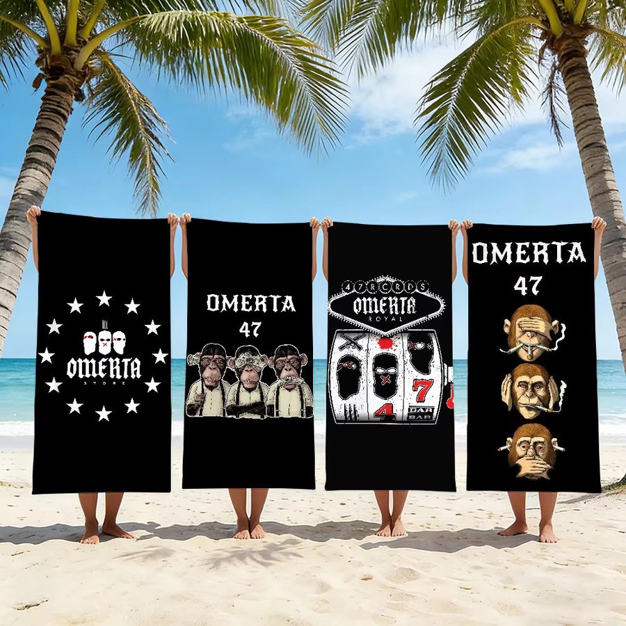 O-Omerta 47 Strandtuch Reisehandtuch Schwarz für Pool, Strand und Camping - Bild 2