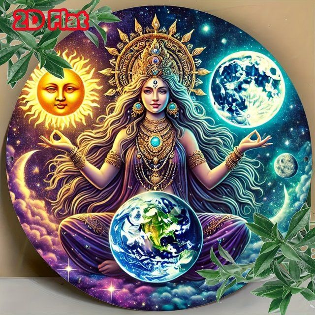 Vintage Wandkunst Dekor HELLOYOUNG Gaia Mutter Erde Sonne und Mond Wandschild für Zuhause, Bar oder Café - Bild 1