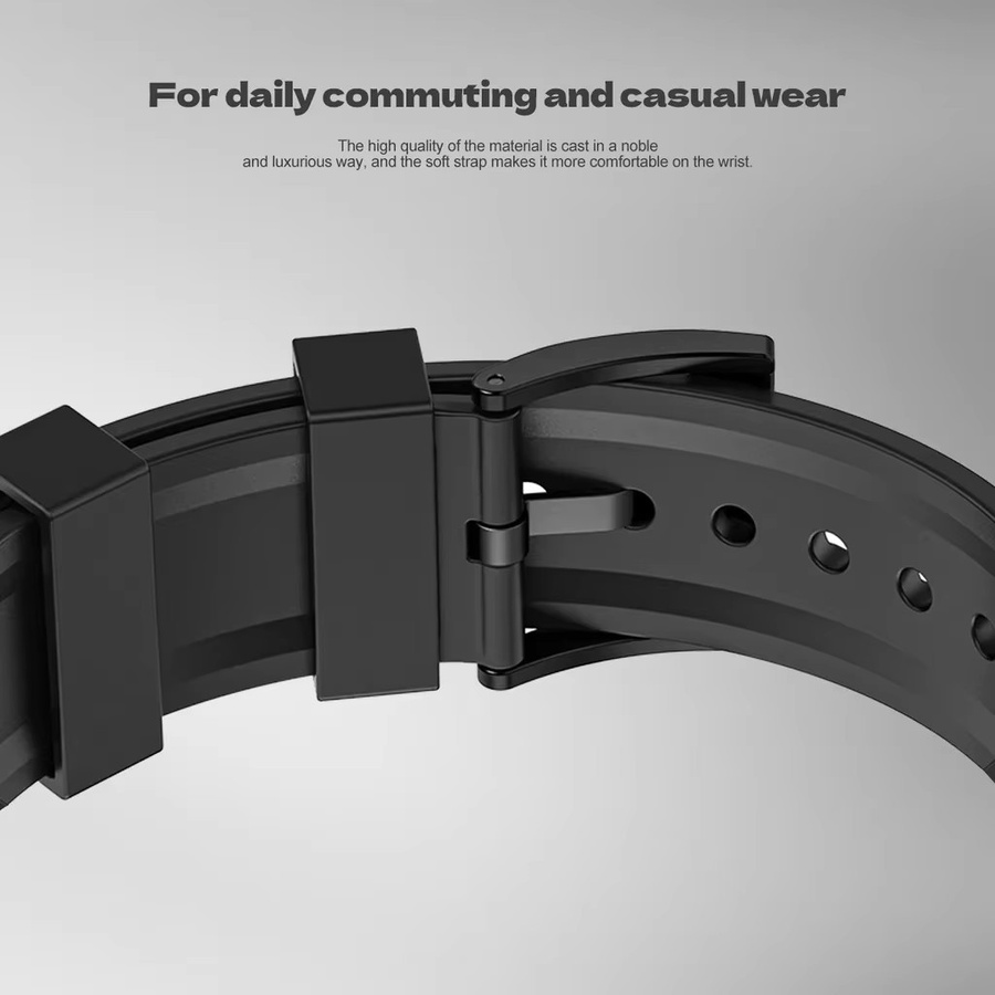 CAOWTAN Uhrenarmband Silikon, Edelstahl, Silber, Unisex - Bild 3