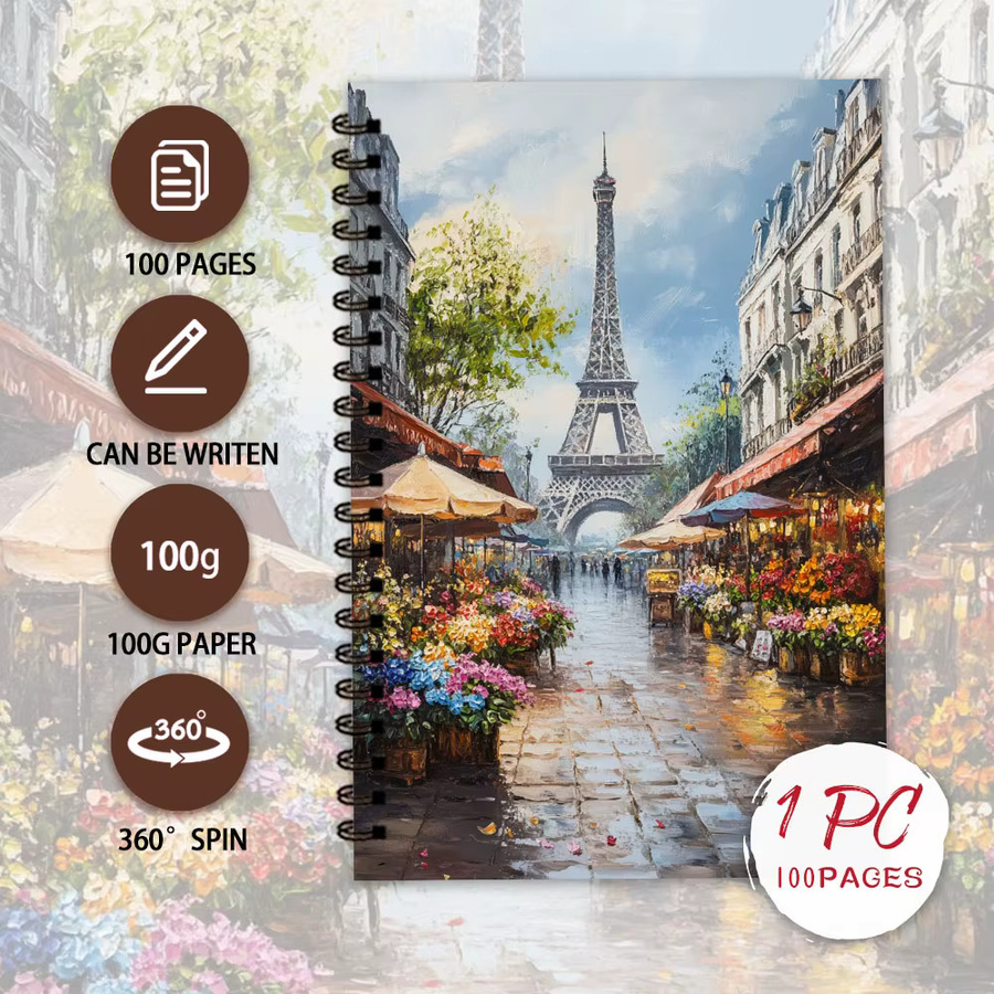 Paris Flower Notizbuch mit unlinierte Seiten in Multicolour für Damen und Herren - Bild 2