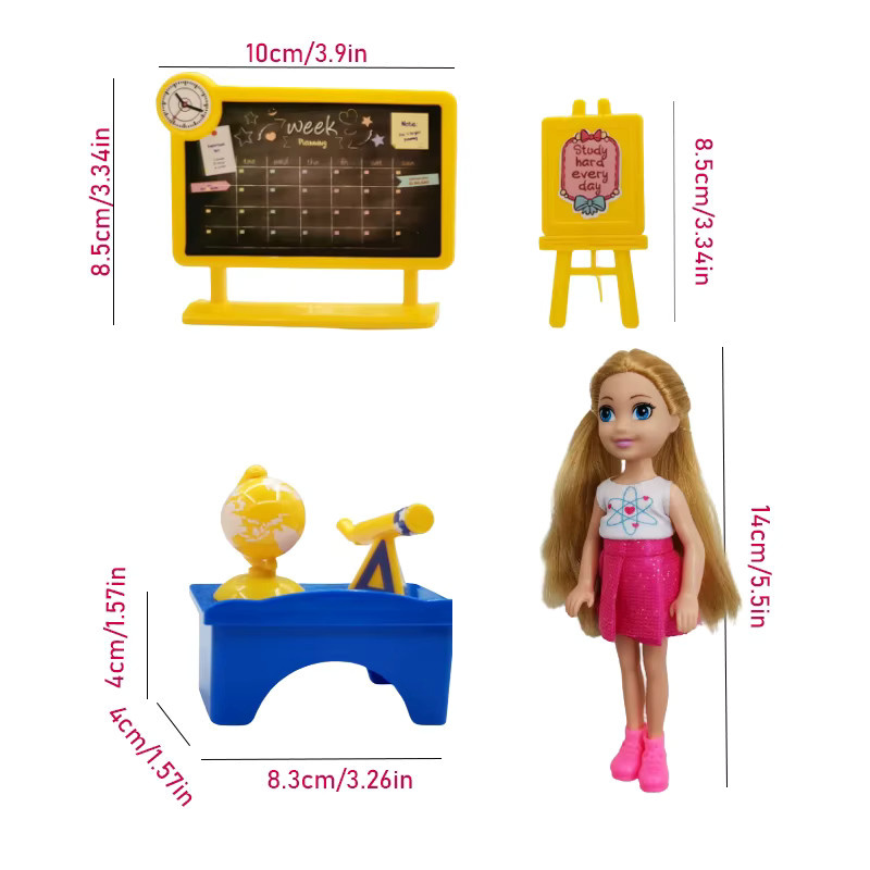 KIEKA Puppe und Zubehör, Rollenspiel Spielset, 14cm, ab 3 Jahre - Bild 2