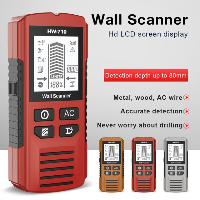 HW-710 Wandscanner mit LCD-Display von JUANJUAN in Rot zur präzisen Detektion von Holz, Metall und stromführenden Leitungen - Bild 1