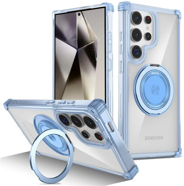 Transparente Magnet-Schutzhülle mit Ring-Ständer für Samsung Galaxy S26 S25 S24 S23 S22 S21 Ultra Plus FE - Bild 1