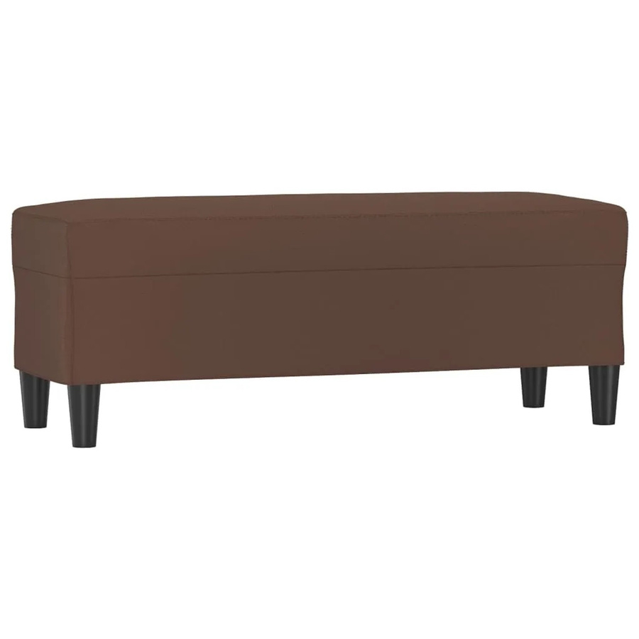 vidaXL Sitzbank in Braun aus Kunstleder mit Holz- und Kunststoffbeinen, B/T/H: 100 x 35 x 41 cm - Bild 2