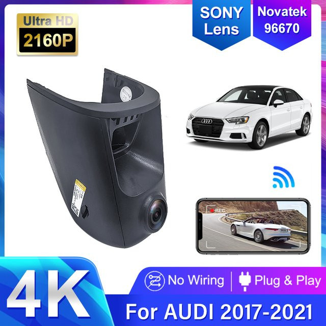 HESHECAM 4K UHD WLAN Dashcam Action Camera in Schwarz für Audi A4 A5 A6 A7 A8 Q5 Q7 TT RS3 RS5 RS7 - Bild 1