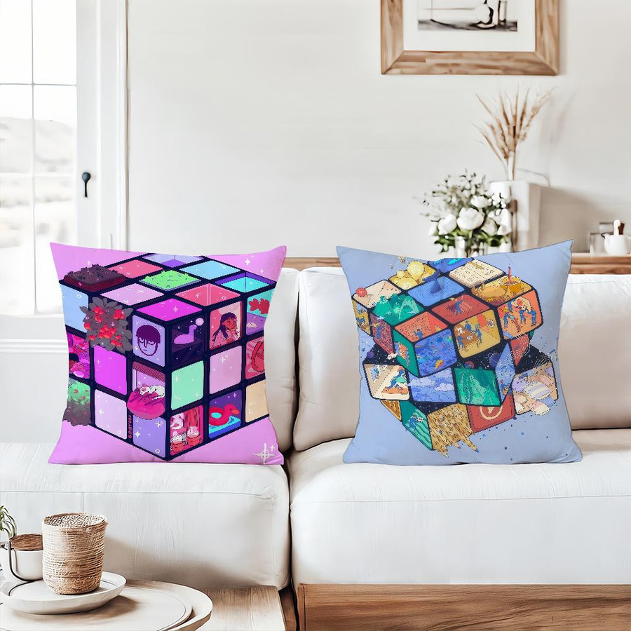 Rubik's Cube Kissenbezug Multicolor B/B/H: 18 x 18 x 18 cm - Bild 1