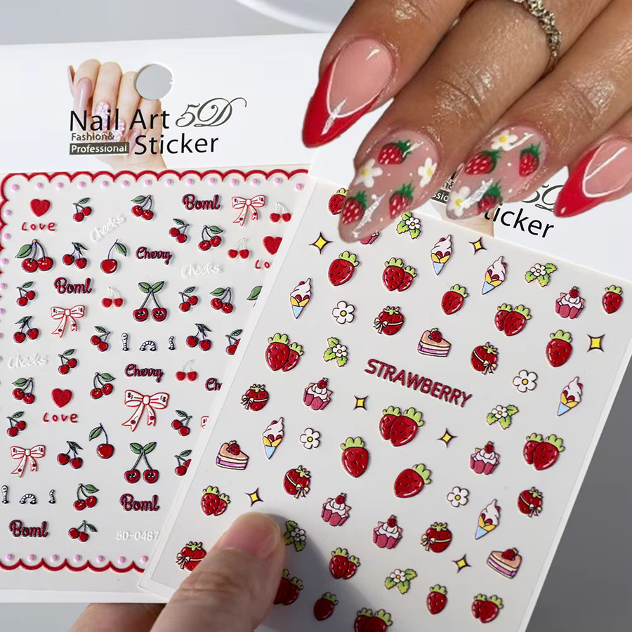 HotPress Nagelaufkleber, Obst und Blumen, Glänzend - Bild 1