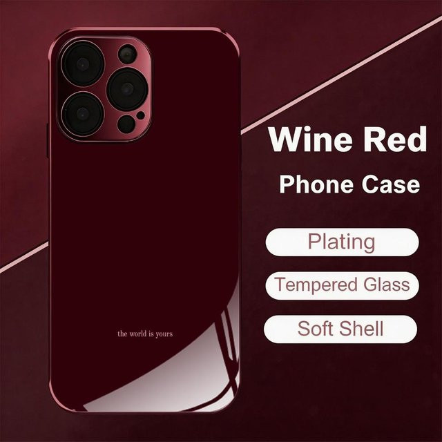 Sturzsichere Glas Handyhülle MY-CASE für iPhone 15 Pro Max Plus in Rot - Bild 1