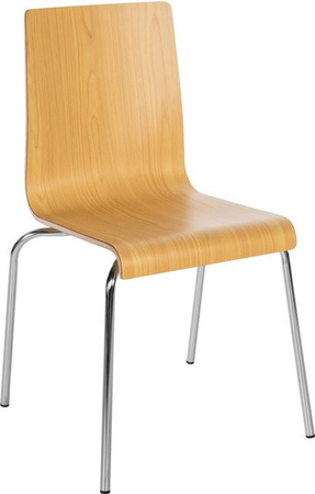 CLP Stapelstuhl Gahanna aus Formholz mit HPL-Laminat und verchromtem Stahlgestell in Silber, belastbar bis 150 kg