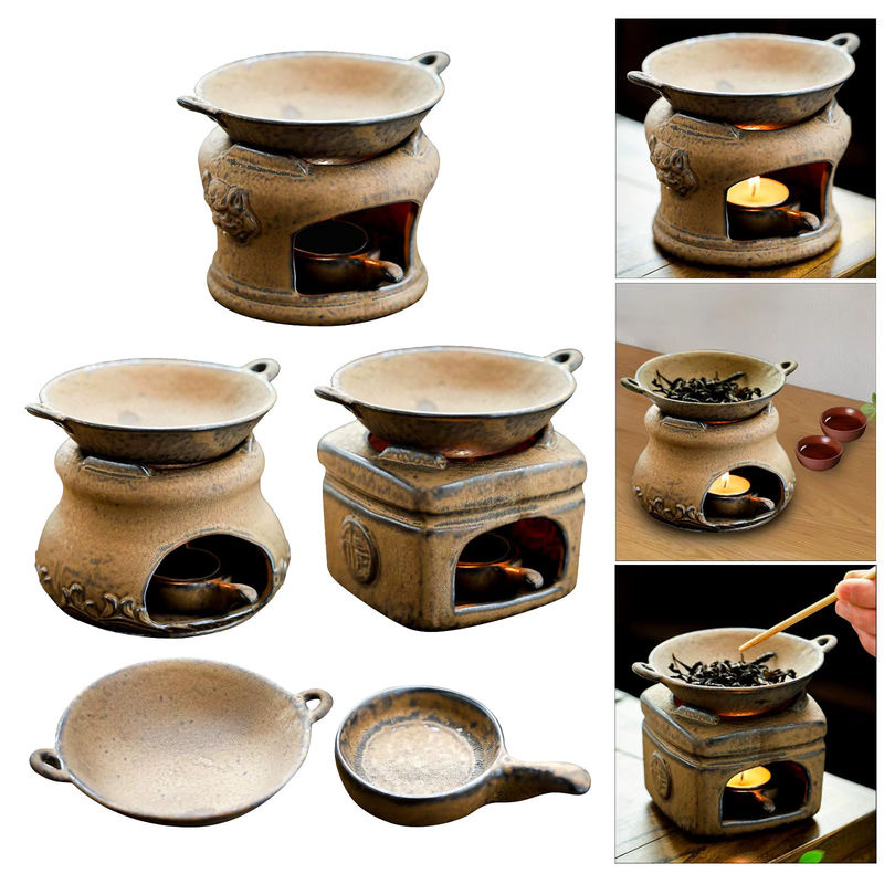 Kesoto Ölwärmer im Vintage-Stil aus Keramik, Teelichthalter und Kerzendiffusor in Beige - Bild 5