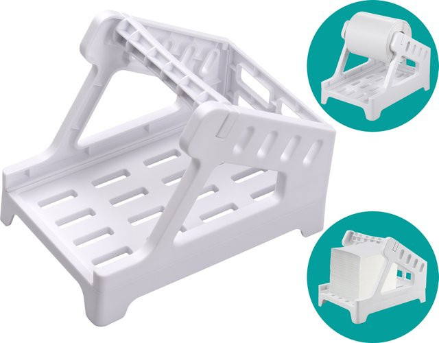 Aibecy 2-in-1 Etikettenhalter in Weiß für 4x6 Versandetiketten, Druckerrollen und Fächerfaltenetiketten aus Kunststoff - Bild 1