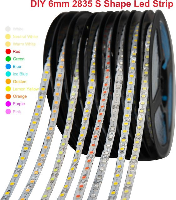 DENGKOO S-förmiger LED-Streifen DC12V, RGB Multicolour, biegsame Neonschild-Lichterkette mit 120 LED/m, Breite: 0,6 cm - Bild 1