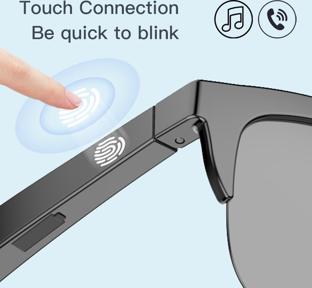 Koipsse Smart Bluetooth V5.3 Sonnenbrille mit HIFI-Kopfhörer und Anruffunktion, Schwarz, Unisex - Bild 1