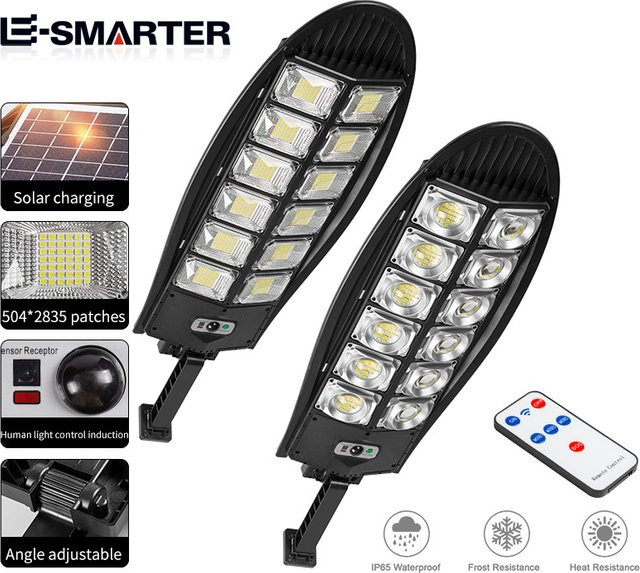 ESMARTER Solar LED Außenwandleuchte mit Bewegungssensor, wasserdicht IP65, Schwarz - Bild 1