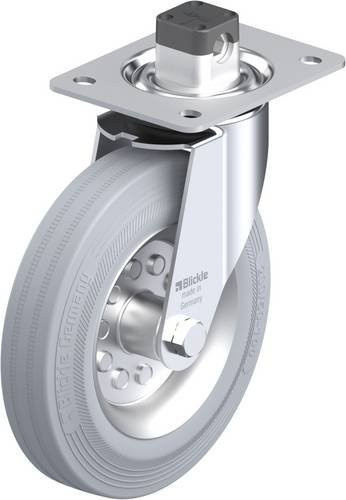 Blickle Lenkrolle LE-VE 200R-CS11-SG mit Feststeller, grau, verzinkter Stahl, Rad-Durchmesser: 20 cm, Tragfähigkeit: 205 kg - Bild 1