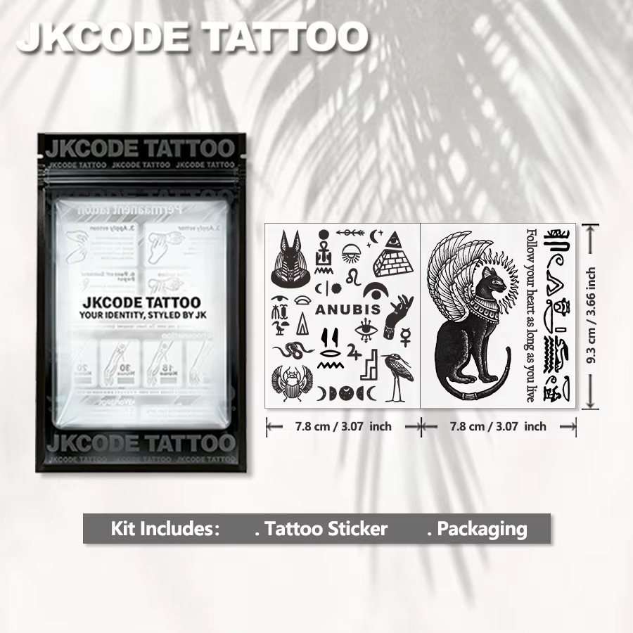 JKCODE TATTOO Semi-Permanentes Tattoo-Set Anubis, 2-teilig, Damen - Bild 3