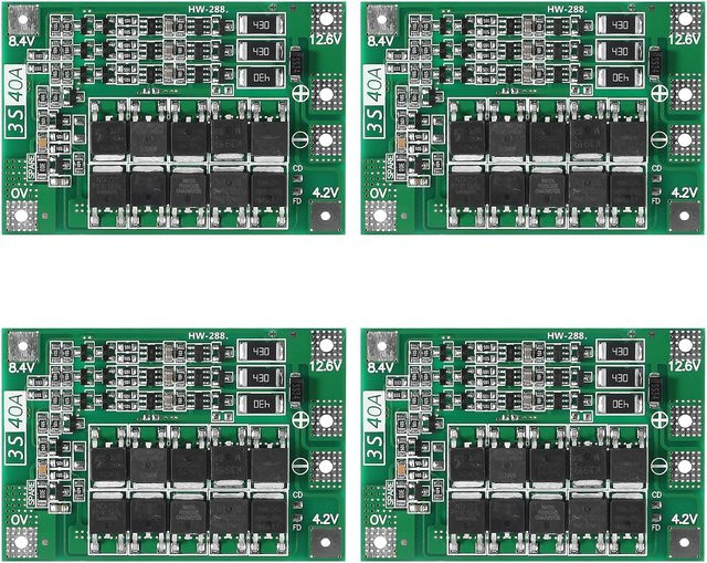 AOKIN 4er-Set Li-Ionen-Lithium-Batterie-Schutzplatine BMS 3S 40A 12,6 V in Grün für Bohrmotoren - Bild 1