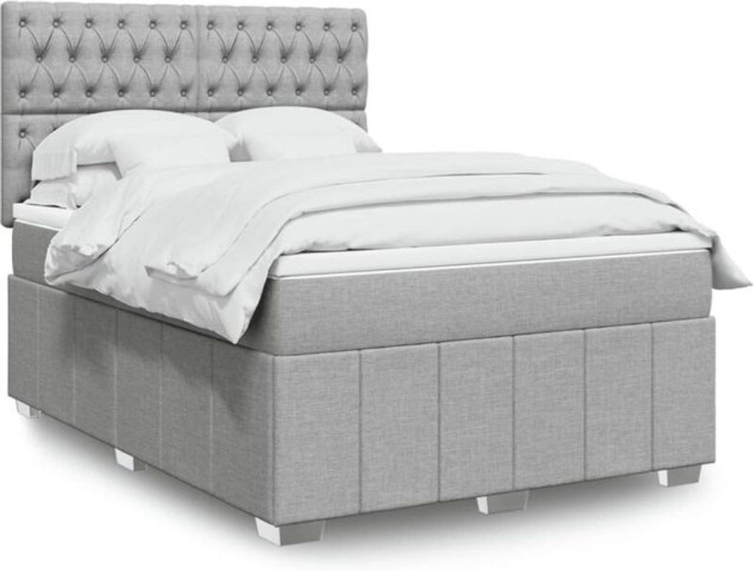 Vidaxl Boxspringbett mit Matratze aus Stoff in Grau, B/T/H: 140 x 190 cm - Bild 1