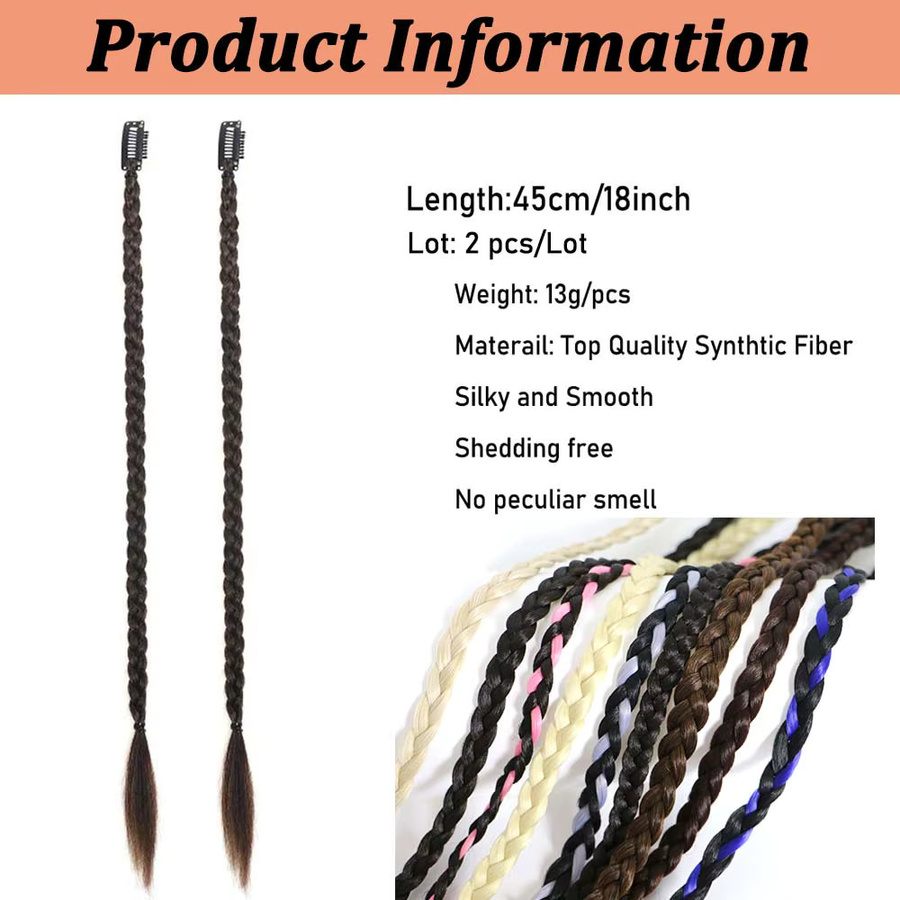 Refeeny Clip-In Box Braid Haarteilverlängerung, 2 Stück, 18 Zoll, Synthetik - Bild 3