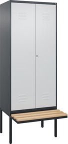 C+P PSA Doppel-Spind Classic PLUS Sitzbank mit 2 Abteilen, Buche-Hartholz und Zylinderschloss, B/T/H: 212 x 80 x 81,5 cm - Bild 1