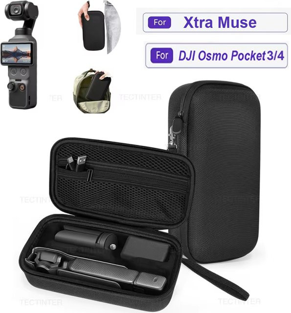 TECTINTER Tragbare Hartschalen-Schutztasche für DJI OSMO Pocket 3/4/Xtra in Schwarz mit Handschlaufe - Bild 1