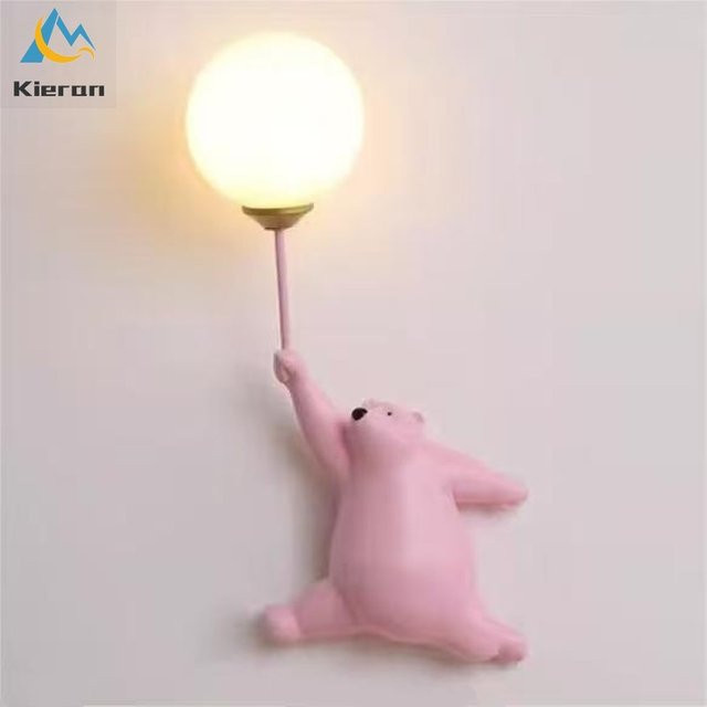 Lava Corki Nordic Moderne Eisbär LED Wandlampe aus Harz für Schlafzimmer, Wohnzimmer und Hotel - Bild 1