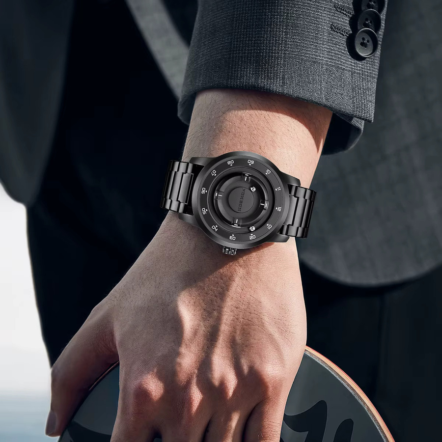 FOXBOX Armbanduhr, Planeten-Design, Quarz, Edelstahl, Schwarz, Herren - Bild 5